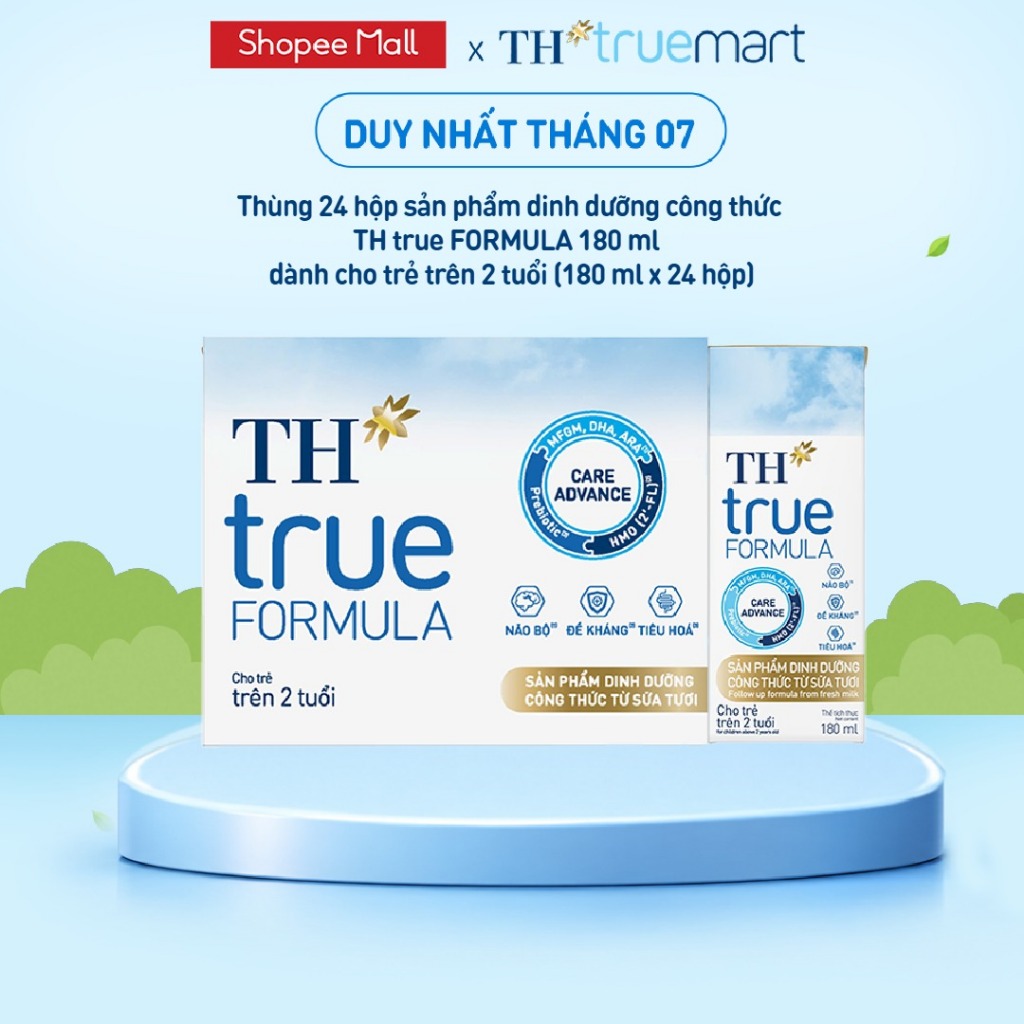 [LIVESTREAM]Thùng 24 hộp sản phẩm dinh dưỡng công thức sữa tươi TH True Formula 180ml (180ml x 24)