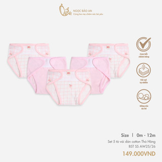 M&B (0-3M) Combo 5 tã vải dán sơ sinh cotton mềm mịn, thoáng mát an toàn cho da bé dễ mặc tiện lợi