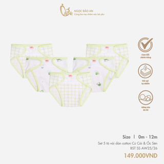 M&B (0-3M) Combo 5 tã vải dán sơ sinh cotton mềm mịn, thoáng mát an toàn cho da bé dễ mặc tiện lợi
