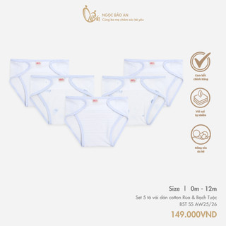 M&B (0-3M) Combo 5 tã vải dán sơ sinh cotton mềm mịn, thoáng mát an toàn cho da bé dễ mặc tiện lợi
