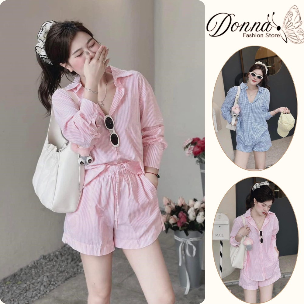 Set đồ nữ Dona HCOM25337, Đồ bộ nữ chất vải cotton mền mại thoáng mát cho mùa hè