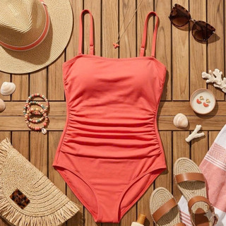 Bikini 1 mảnh, bộ đồ bơi liền thân đi biển nữ kín đáo màu cam siêu xinh, sẵn đệm ngực hàng VNXK