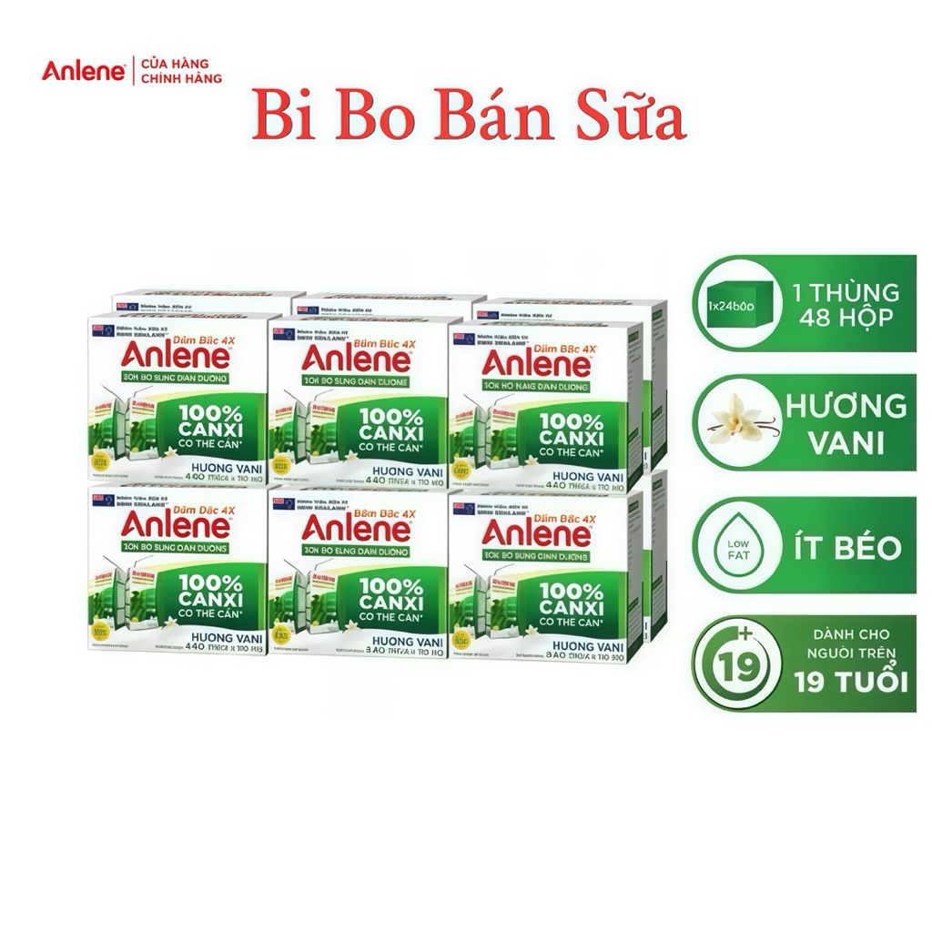 Thùng 48 Hộp Sữa Nước Anlene 4X Đậm Đặc Ít Béo - 110ml [Hương Vani]