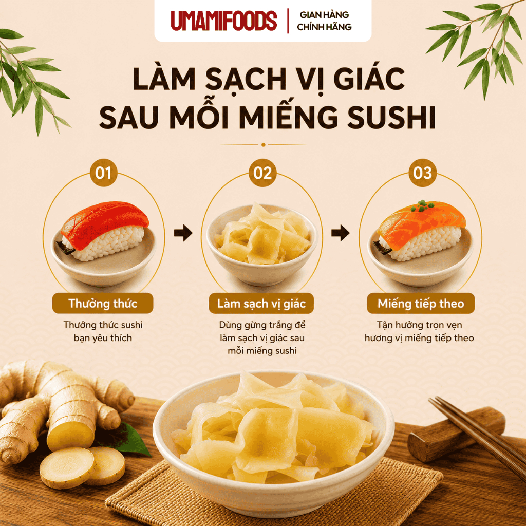 Gừng Lát Trắng Ngâm Giấm Manyo Sushigari 1.5kg | Gừng Trắng Ngâm Giấm | Ăn Kèm Sushi Sashimi