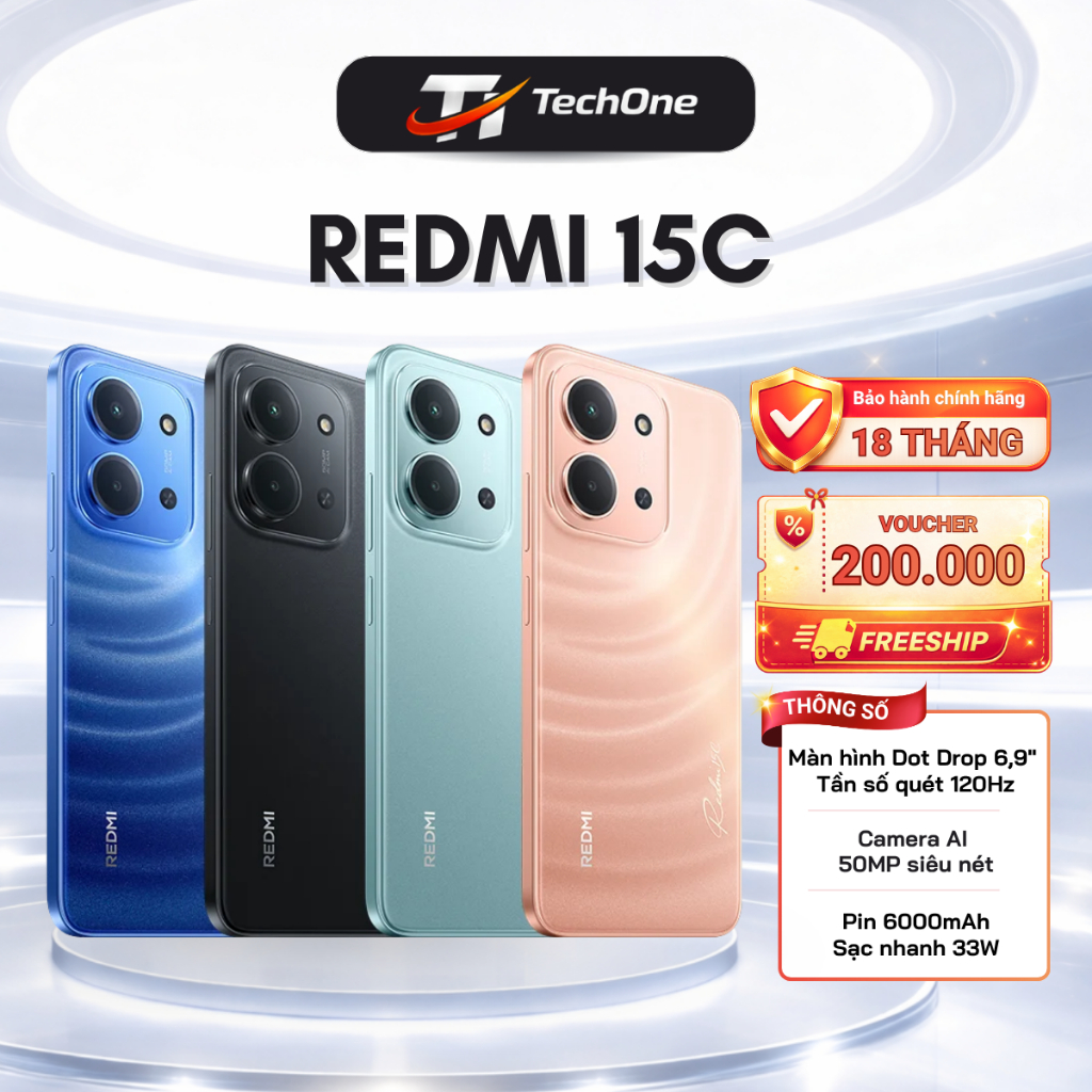 Điện Thoại Xiaomi Redmi 15C 6/128GB – Bản Quốc Tế – Bảo Hành Chính Hãng 18 Tháng