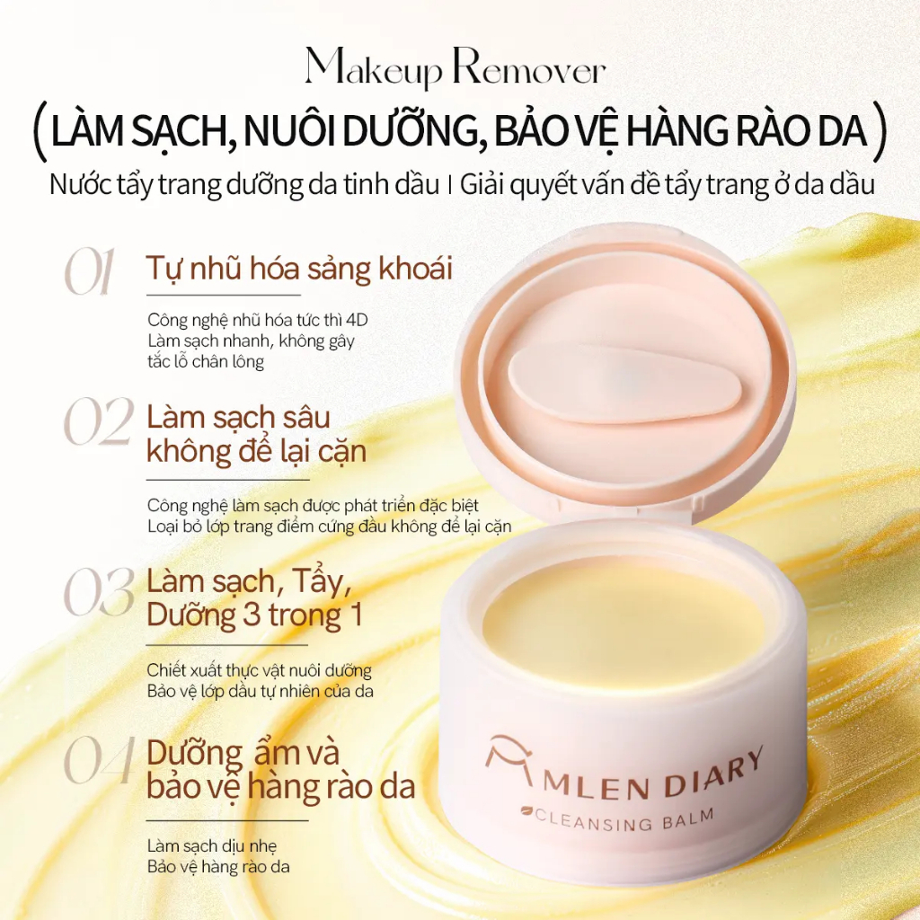 MLEN DIARY Sáp Tẩy Trang Clear Makeup Cream Tẩy Trang Cho Da Nhạy Cảm Chiết Xuất Thực 100g