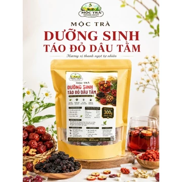 SÉT 30 GÓI TẶNG 5 GÓI + ĐƯỜNG PHÈN MỘC TRÀ DƯỠNG SINH TÁO ĐỎ - DÂU TẰM, TRÀ BỔ MÁU DƯỠNG HUYẾT Lá - Táo Đỏ Kỷ Tử Đỏ