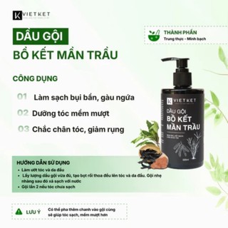 Dầu gội đầu Bồ kết mần trầu Vietket 320ml - Làm sạch đầu, giảm gàu ngứa từ bồ kết, hương nhu, vỏ bưởi, hà thủ ô