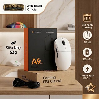Chuột không dây ATK  A9 Bản tiêu chuẩn,Chuột Gaming siêu nhẹ Gia cực tốt, PAW3395 Realtek 8KHz Chính Hãng