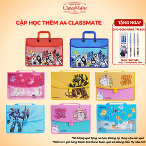 Cặp Học Thêm Cho Bé 2 Ngăn CLASSMATE Để Vừa Bảng A4, Cặp Có Quai Xách Tiện Lợi Chất Liệu Nhựa An Toàn SB121
