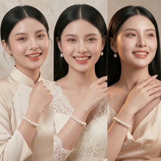 [NgocDaisy] N63 bộ 3 Vòng tay hạt Ngọc nhân tạo đá handmade