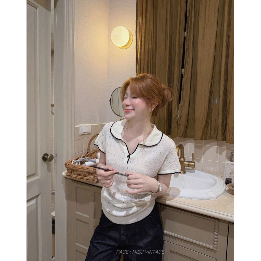 [𝐒𝐮𝐙𝐲] Áo Len Cổ Sen 1 Khuy Đen QCCC (48-57kg)