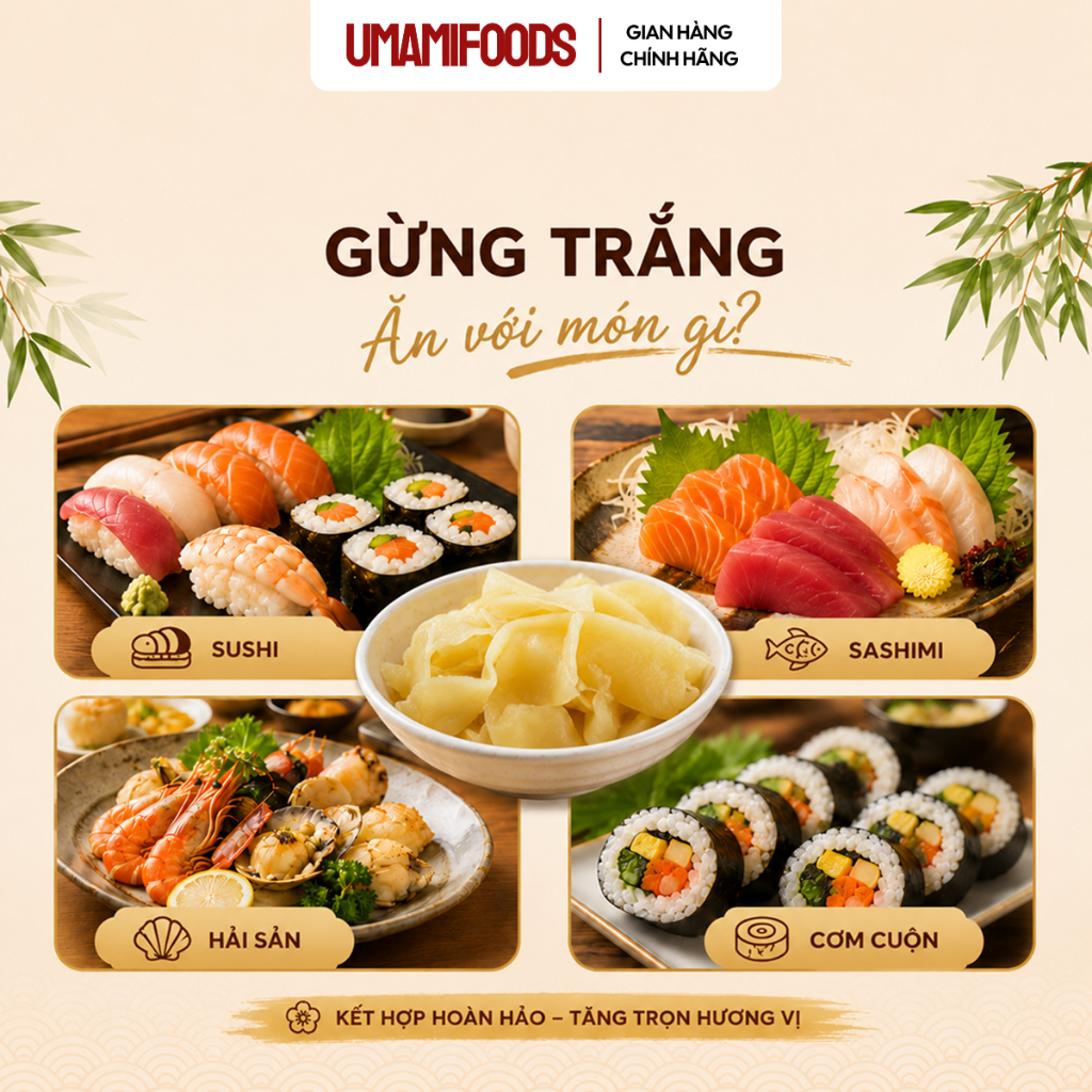Gừng Lát Trắng Ngâm Giấm Manyo Sushigari 1.5kg | Gừng Trắng Ngâm Giấm | Ăn Kèm Sushi Sashimi