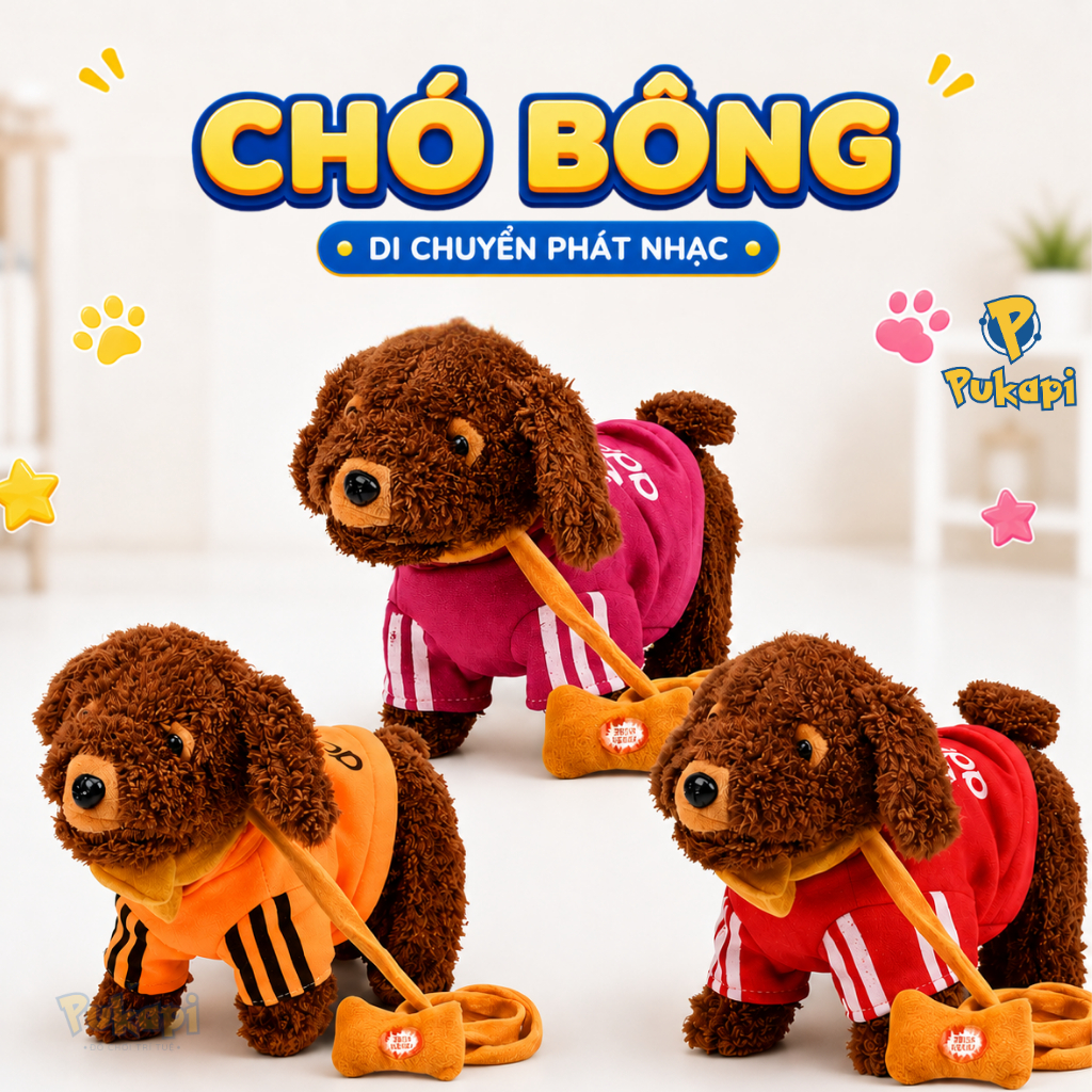 Chó Bông Chó Đồ Chơi Biết Sủa Con Chó Đồ Chơi Biết Đi Biết Hát Biết Lắc Mông Mèo Bông Cún Bông - Đồ Chơi Cho Bé PUKAPI