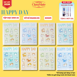 [BST 2026] Tập Học Sinh Kẻ 4 Ô Ly 96/ 200 Trang HAPPY DAY CLASSMATE, Vở Kẻ Ngang Giấy 60gsm Bìa Dày Chống Nước