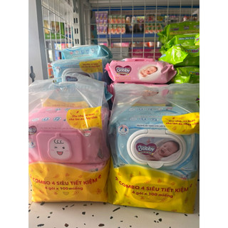 Combo 3 tặng 1 khăn ướt Bobby organic xanh dương