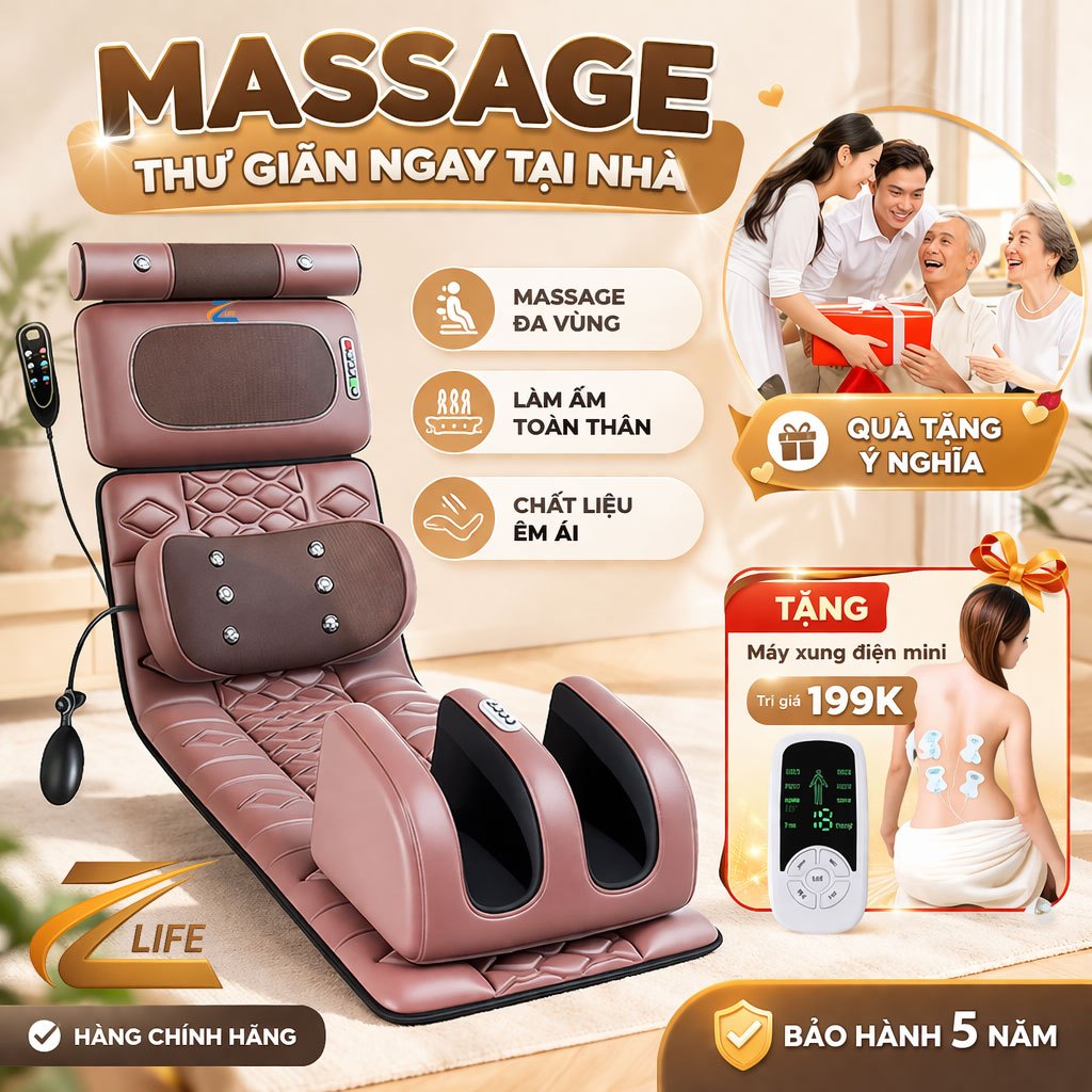 Đệm Massage Toàn Thân ZLIFE Z30 – 20 Bi Cổ, Nhiệt Hồng Ngoại, 11 Vị Trí