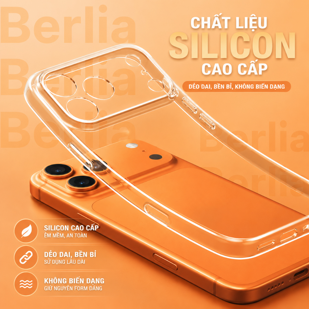 Ốp Lưng Trong Suốt Chính Hãng Berlia Dành Cho Xs/XR/XS Max/11/12/13/14/15/16/17/Plus/Air/Pro/Pro Max
