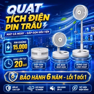 Quạt Sạc Tích Điện z24 Pin Trâu Tới 20 Giờ Sử Dụng, Quạt Để Bàn Văn Phòng Kéo Dài Gấp Gọn Đa Năng