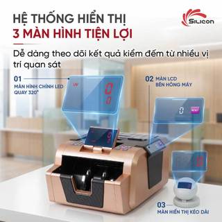 Máy Đếm Tiền Silicon MC-2900 Chính Hãng - Đếm Tiền Giấy, Polymer, VNĐ, USD, 3 Màn Hình Hiển Thị