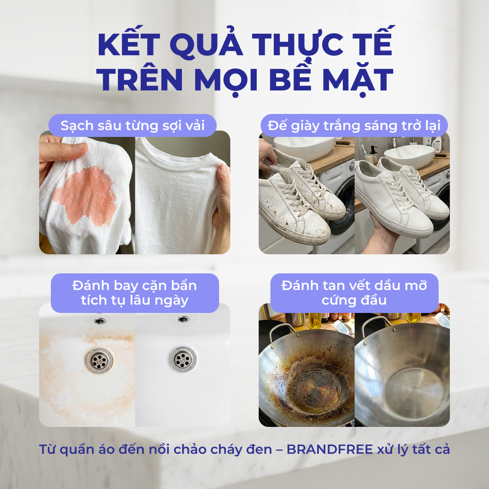 Bột Tẩy Oxy Đa Năng BRANDFREE Combo 1.5KG | Tẩy Trắng Quần Áo & Làm Sạch Toilet, Nhà Tắm, Nhà Bếp Hiệu Quả