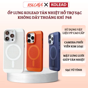 Ốp lưng điện thoại hỗ trợ sạc không dây phối kim loại tản nhiệt, thoáng khí KOLEAD P68 dành cho các dòng iphone 13 14 15