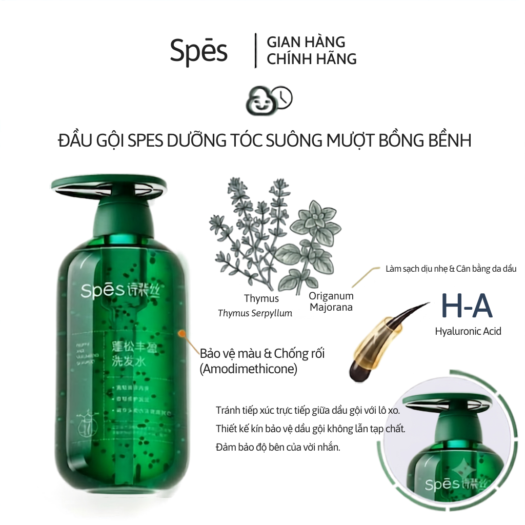 Dầu gội, dầu xả SPĒS muối biển kiểm soát dầu, hỗ trợ tạo phồng mái tóc chính hãng 500ml