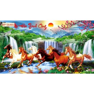 Tranh Dán Tường 3D Mã Đáo Thành Công giành cho phòng làm việc, phòng khách