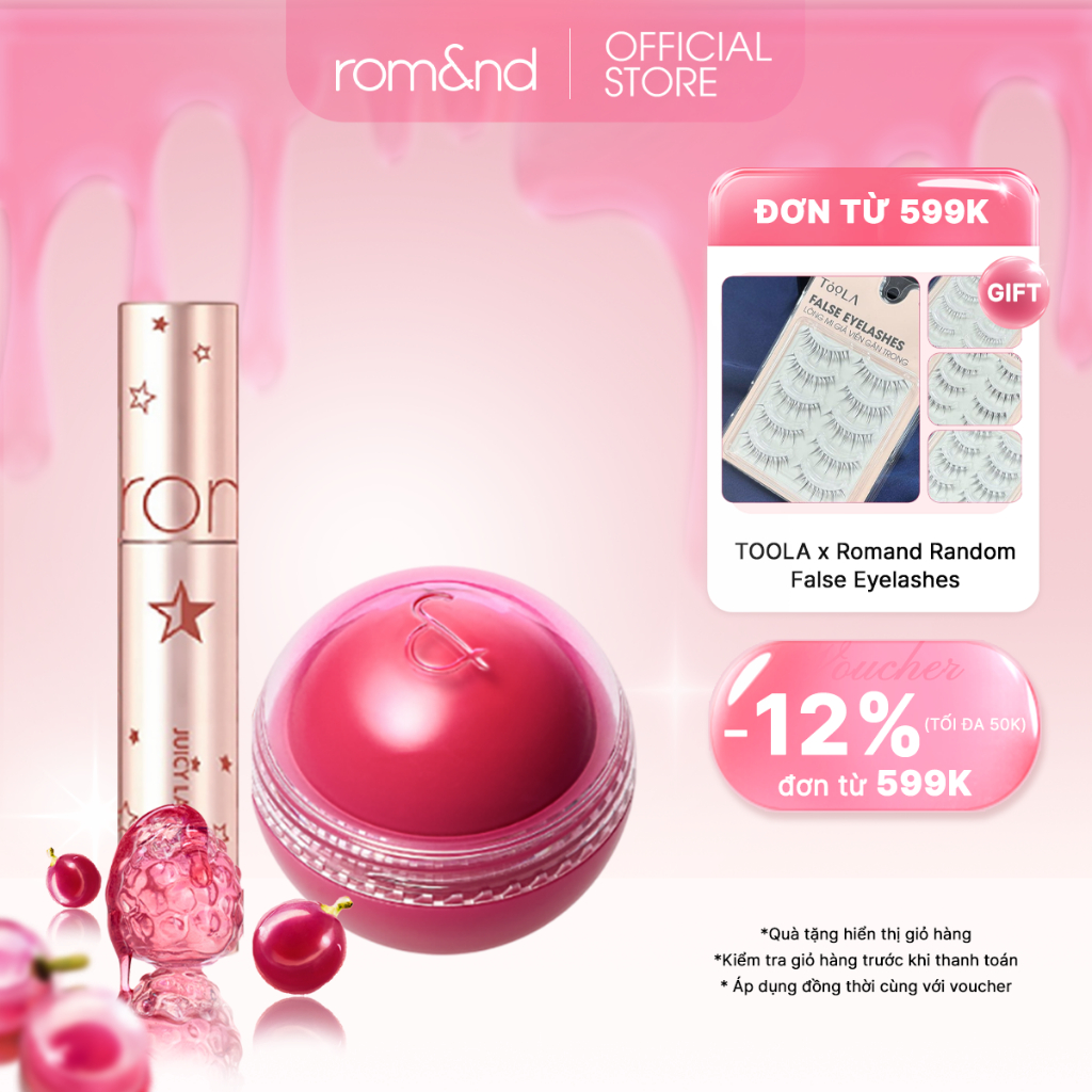 [Rom&nd] Combo Son Romand Juicy Lasting Tint Starry Edition #23 + Má hồng ngọt ngào Hàn Quốc JUICY ROLL CHEEK 8.4g