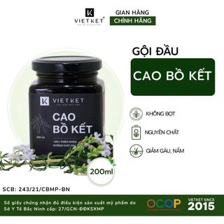 Cao Bồ Kết nguyên chất không bọt Vietket 200ml - Giảm gàu, giảm nấm, giảm ngứa, hỗ trợ mọc tóc