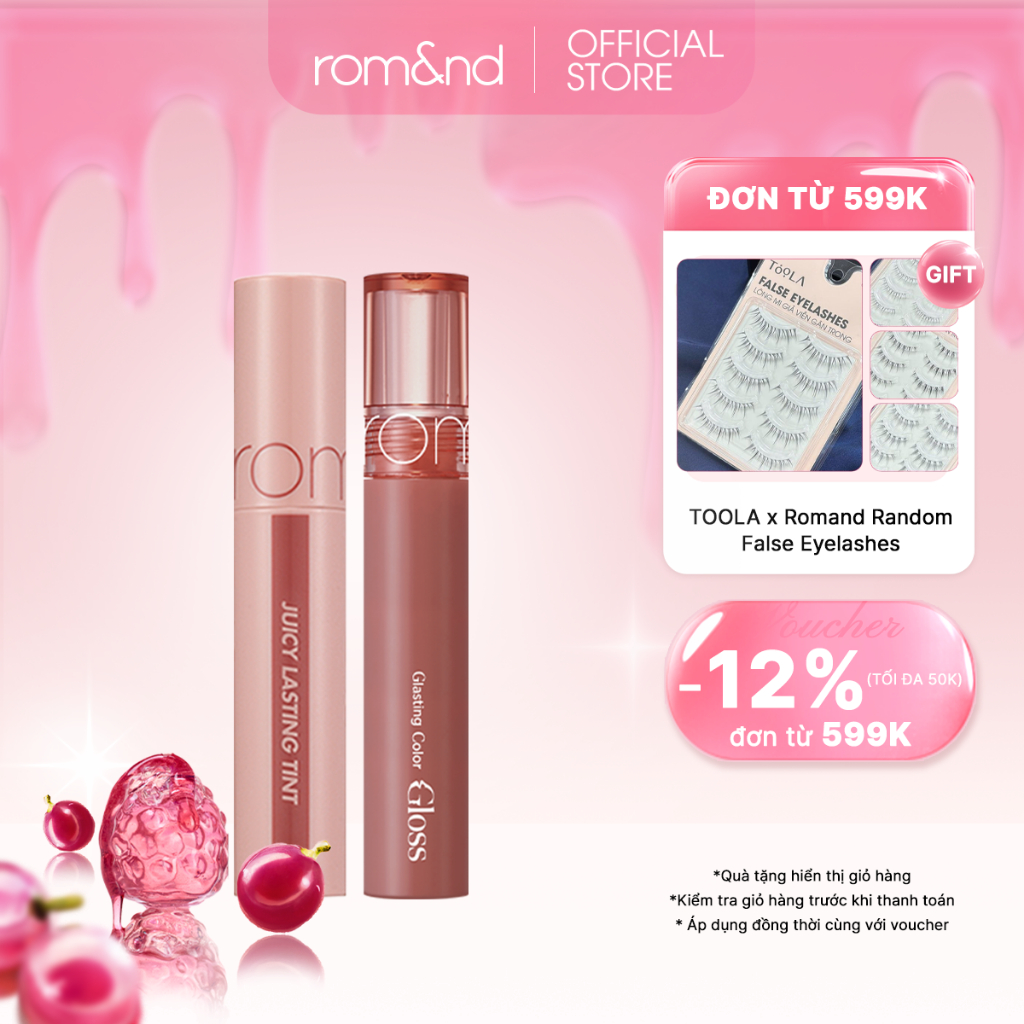 Combo 2 Son Romand Juicy Lasting Tint 5.5g + Romand Glasting Color Gloss 4g