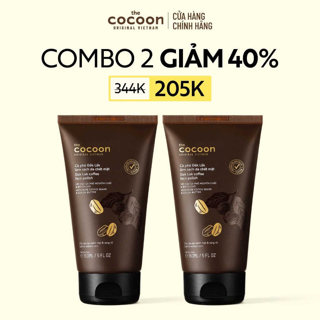 [MUA 2 GIẢM 41%] Combo 2 Tẩy da chết mặt cà phê Đắk Lắk Cocoon cho làn da mềm mại & rạng rỡ 150ml