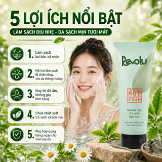 [CHÍNH HÃNG] - Sữa rửa mặt Revolu trà xanh bùn non thải độc kiểm soát dầu kháng khuẩn, ngừa mụn 100g