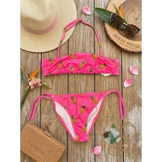 (Thanh lý) Bộ đồ bơi, bikni 2 mảnh cho bé gái màu hồng quả dứa dễ thương hàng VNXK