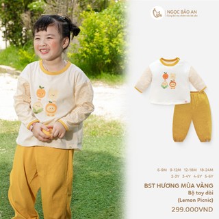 NBAN (6M-6Y) Bộ đồ lửng bé gái Hương Mùa Vàng, áo tay dài quần dài cotton mềm mát cho bé