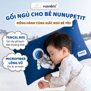 Gối ngủ cho bé Tencel 80s cao cấp Nunupetit Little World Vua Nệm, Gối bông cho bé an toàn thoáng mát