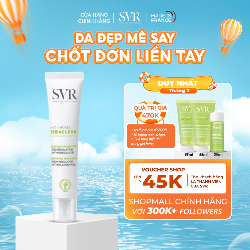 Kem dưỡng giảm mụn, thông thoáng lỗ chân lông SVR Sebiaclear Mat+Pores 40ml