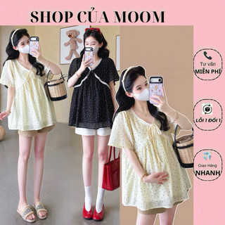 [Nhà Moom] Áo Babydoll chấm bi 2 lớp phối dây nơ