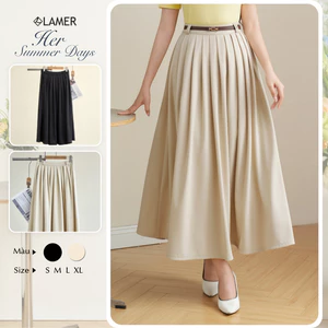 Chân Váy Công Sở LAMER Xếp Ly Xoè Dáng Dài 2 Lớp Đứng Form (không kèm thắt lưng) HSD O62L26Q010