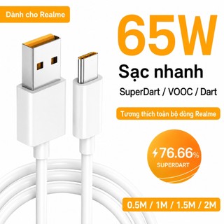 Tương thích OPPO Realme Cáp sạc nhanh USB Type C 6A VOOC SuperVOOC SuperDart 65W 1M/2M Reno13 Reno12 Reno11 Find X8 X7