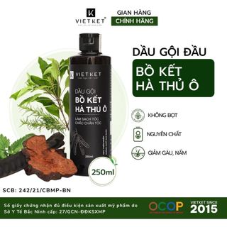 Dầu gội bồ kết hà thủ ô - không bọt Vietket 200ml - Giảm gàu, giảm nấm, giảm ngứa, hỗ trợ mọc tóc