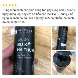 Dầu gội bồ kết hà thủ ô - không bọt Vietket 200ml - Giảm gàu, giảm nấm, giảm ngứa, hỗ trợ mọc tóc