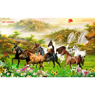Tranh Dán Tường Mã Đáo Thành Công Vải Lụa 3D, chống thấm nước