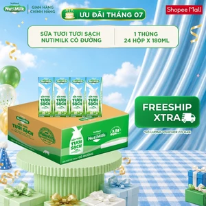 Thùng 24 Hộp Sữa Tươi Tươi Sạch NutiMilk Có Đường Hộp 180ml