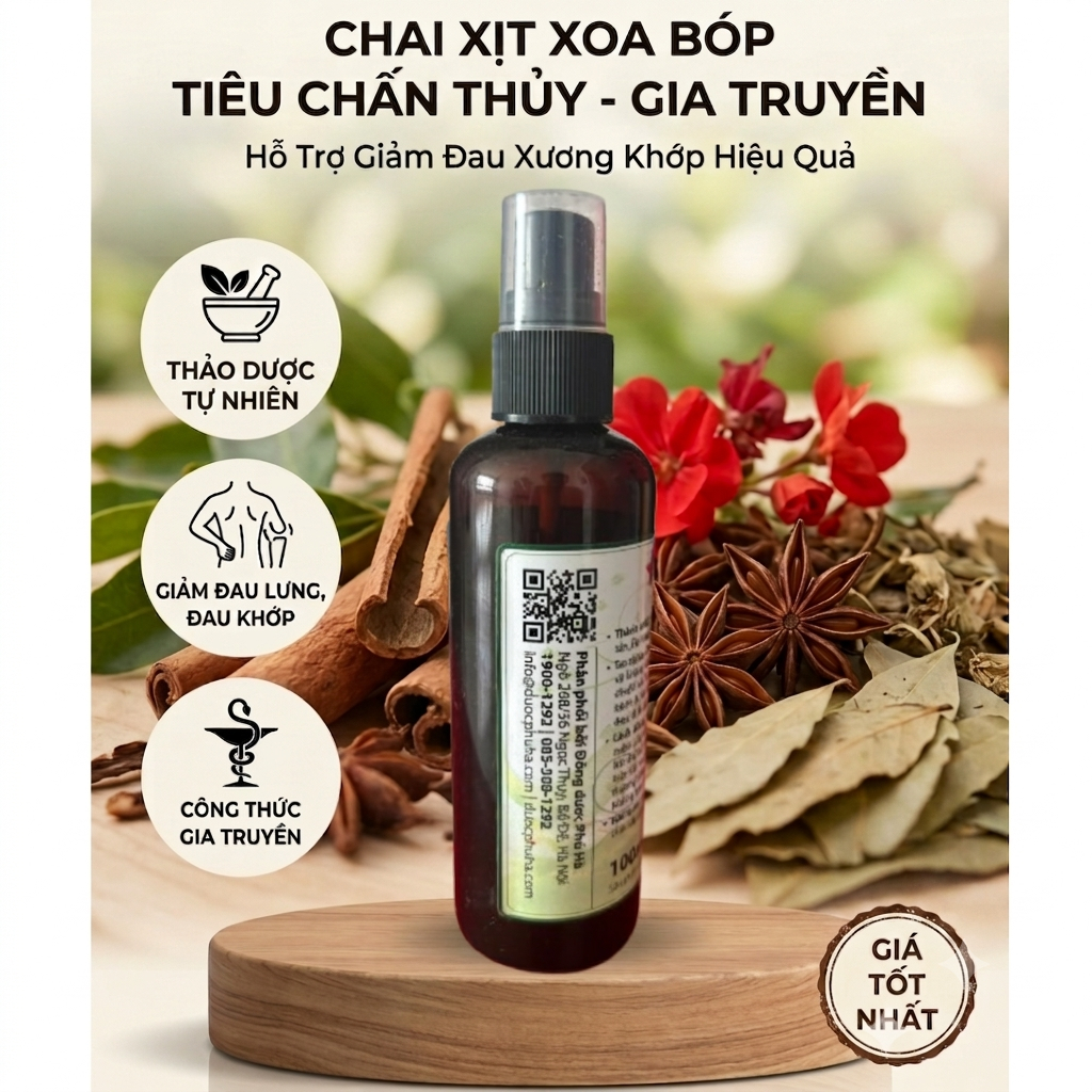 [Combo 3] Xịt Xoa Bóp Thảo Dược Tiêu Chấn Thủy 100ml - Giảm đau nhức xương khớp - an toàn tiện lợi
