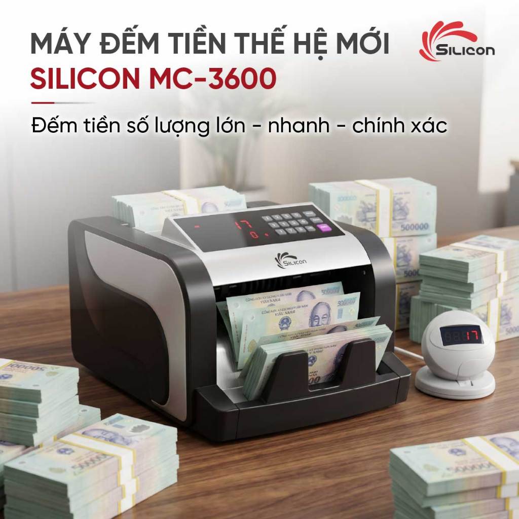 Máy đếm tiền Silicon MC-3600 chính hãng cao cấp phát hiện tiền giả, máy đếm tiền nhanh Nhập Khẩu