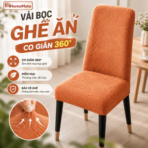 Vải Bọc Ghế Ăn Vải Nhung Vân Chìm Co Giãn 360° HomeMate Mát Lạnh Chống Bẩn, Vải Ghế Tựa Lưng, Dễ Tháo Giặt