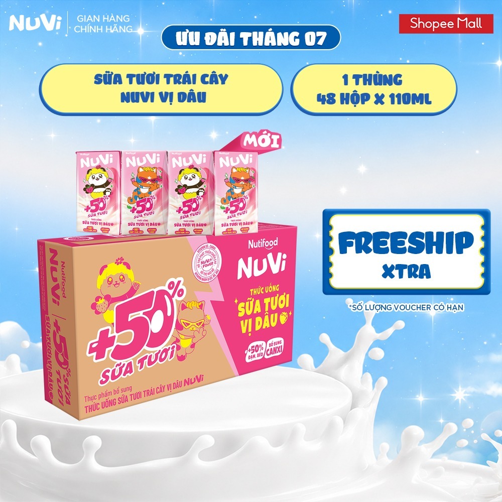 Thùng 48 Thức Uống Sữa Tươi Trái Cây 110ml