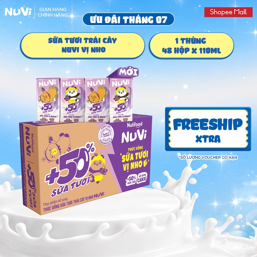 Thùng 48 Thức Uống Sữa Tươi Trái Cây 110ml