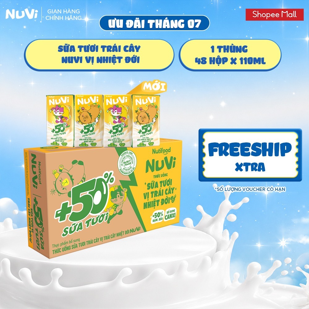 Thùng 48 Thức Uống Sữa Tươi Trái Cây 110ml